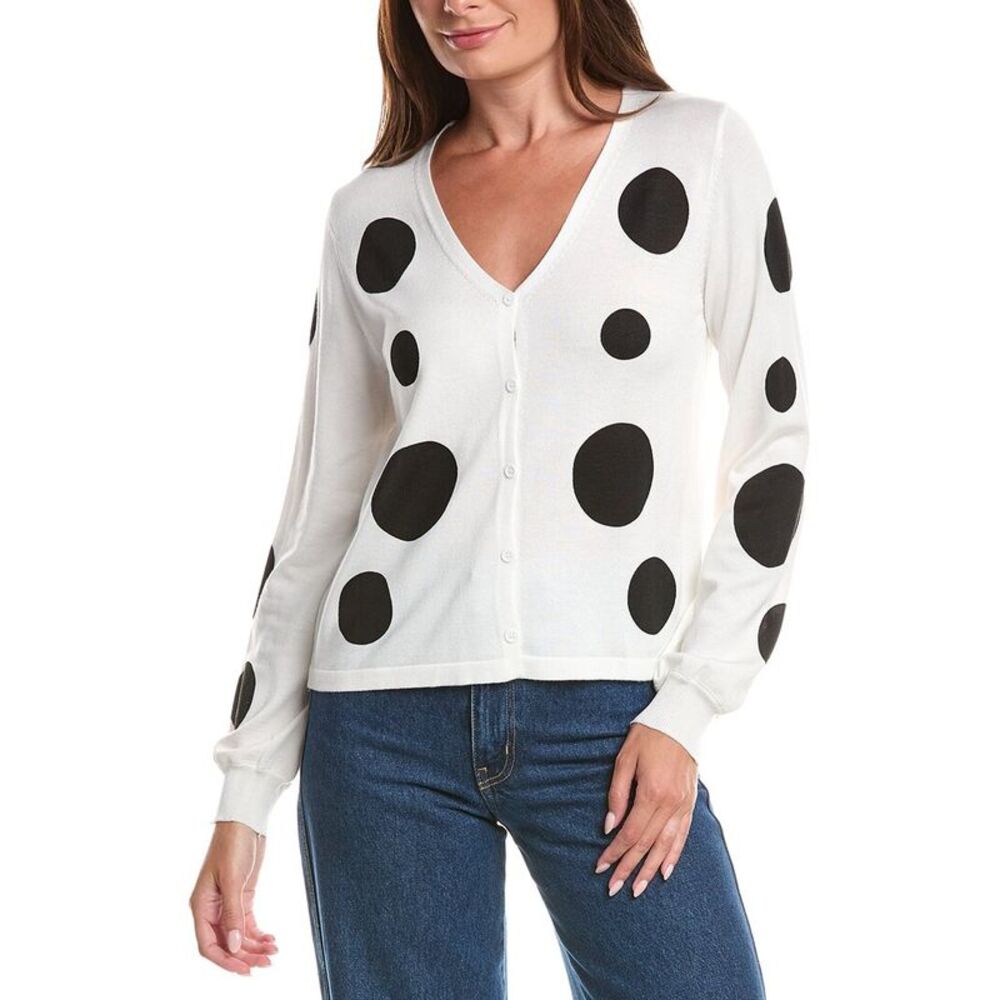 Anna Kay Womens  Cardigan Flamingo Dots Cardigan, White